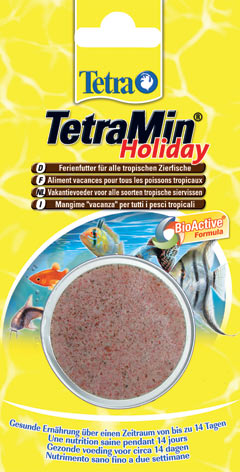 TetraMin Holiday garantisce a tutti i pesci tropicali l’apporto di un regime salutare che può mantenere intatte le sue proprietà fino a due settimane
